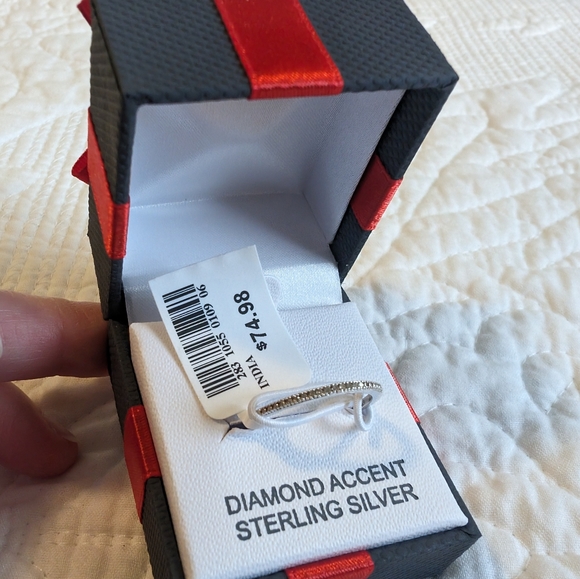 Natural Diamond ring, sterling silver, SS I3/I-J band/ size 7 - Picture 1 of 8